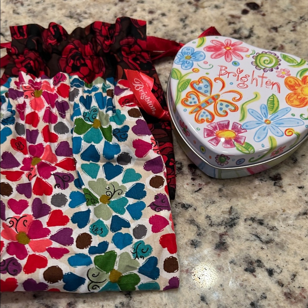 Brighton Floral Heart Box and Pouch Set - Multicolor
